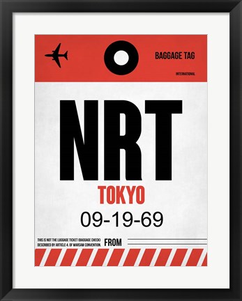 Framed NRT Tokyo Luggage Tag 1 Print