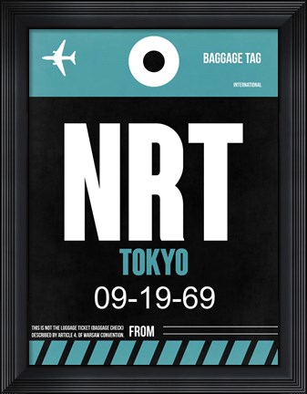 Framed NRT Tokyo Luggage Tag 2 Print