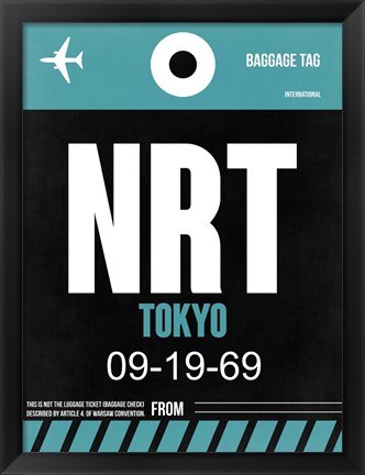 Framed NRT Tokyo Luggage Tag 2 Print