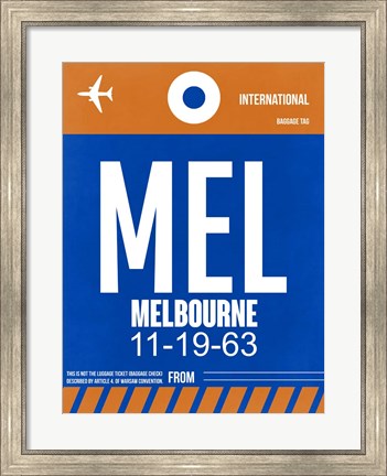 Framed MEL Melbourne Luggage Tag 2 Print