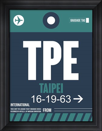 Framed TPE Taipei Luggage Tag 1 Print