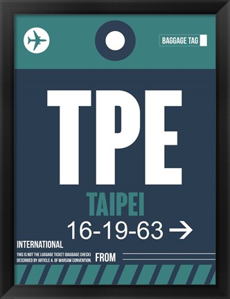 Framed TPE Taipei Luggage Tag 1 Print