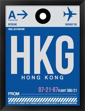 Framed HKG Hog Kong Luggage Tag 1 Print