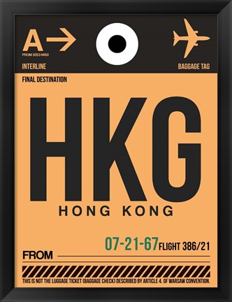 Framed HKG Hog Kong Luggage Tag 2 Print