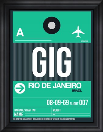 Framed GIG Rio De Janeiro Luggage Tag 1 Print