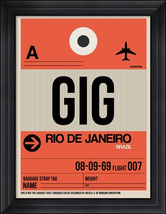 Framed GIG Rio De Janeiro Luggage Tag 2 Print