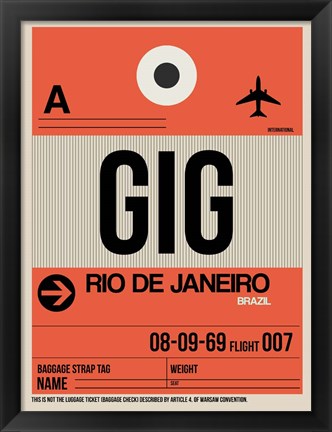 Framed GIG Rio De Janeiro Luggage Tag 2 Print