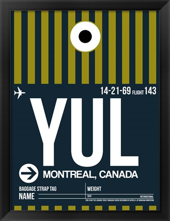 Framed YUL Montreal Luggage Tag 1 Print