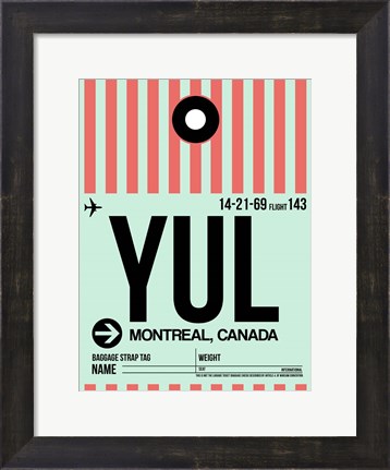 Framed YUL Montreal Luggage Tag 2 Print