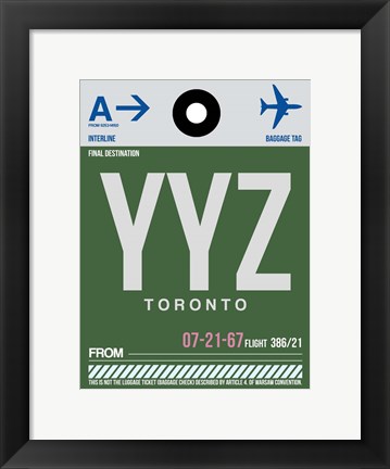 Framed YYZ Toronto Luggage Tag 1 Print