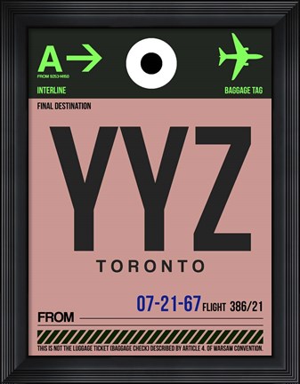 Framed YYZ Toronto Luggage Tag 2 Print