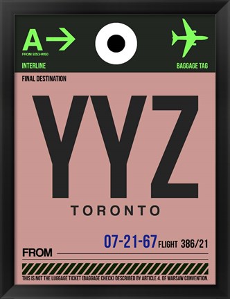 Framed YYZ Toronto Luggage Tag 2 Print