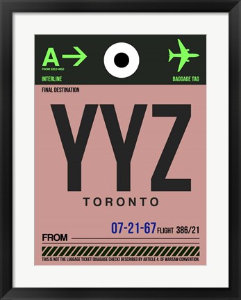 Framed YYZ Toronto Luggage Tag 2 Print