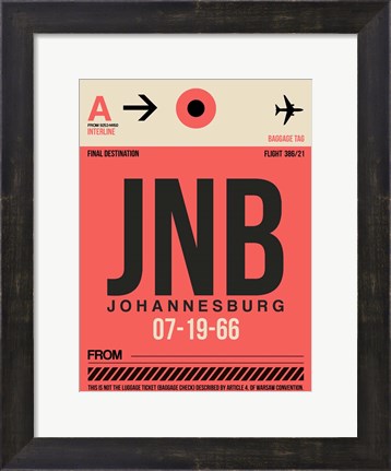 Framed JNB Johannesburg Luggage Tag 2 Print