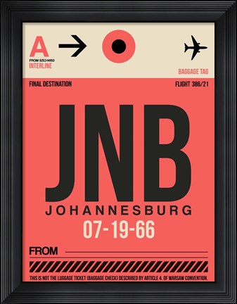 Framed JNB Johannesburg Luggage Tag 2 Print