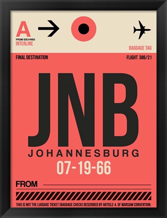 Framed JNB Johannesburg Luggage Tag 2 Print