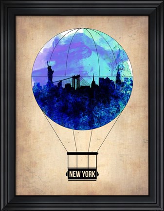 Framed New York Blue Air Balloon Print