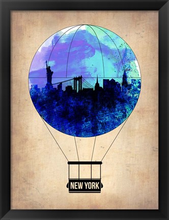 Framed New York Blue Air Balloon Print
