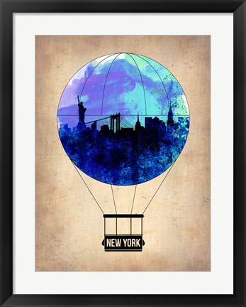 Framed New York Blue Air Balloon Print