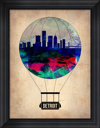 Framed Detroit  Air Balloon Print