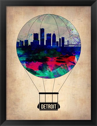 Framed Detroit  Air Balloon Print