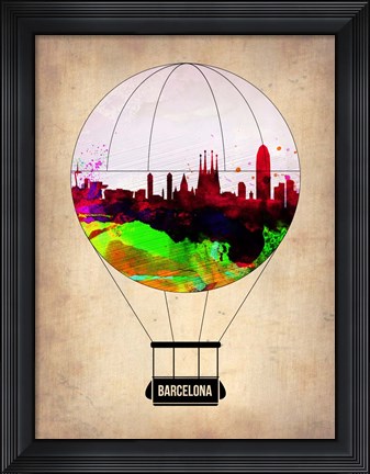 Framed Barcelona Air Balloon 2 Print