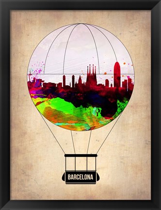 Framed Barcelona Air Balloon 2 Print