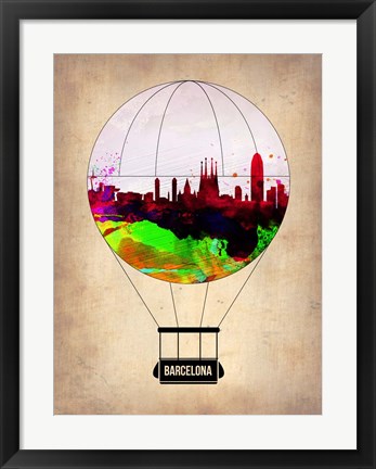 Framed Barcelona Air Balloon 2 Print