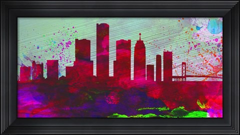 Framed Detroit City Skyline Print