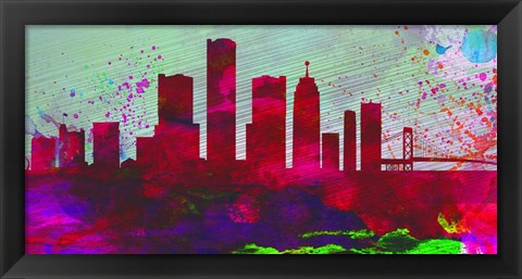 Framed Detroit City Skyline Print