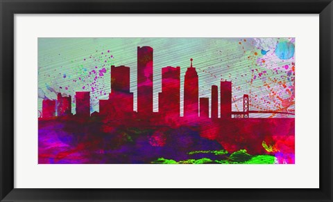 Framed Detroit City Skyline Print