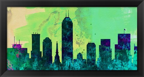 Framed Indianapolis City Skyline Print