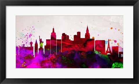 Framed Las Vegas City Skyline Print