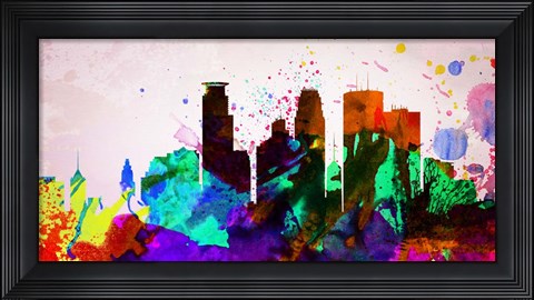 Framed Minneapolis City Skyline Print
