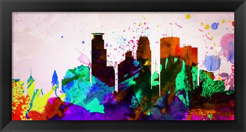 Framed Minneapolis City Skyline Print