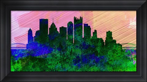 Framed Pittsburgh City Skyline Print