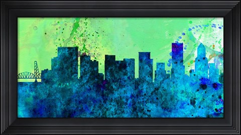 Framed Portland City Skyline Print