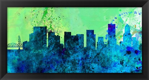 Framed Portland City Skyline Print