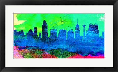 Framed San Antonio City Skyline Print