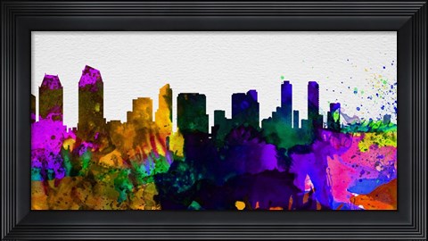 Framed San Diego City Skyline Print