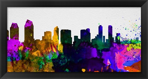 Framed San Diego City Skyline Print