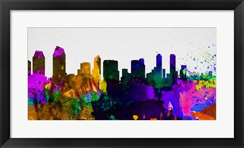 Framed San Diego City Skyline Print