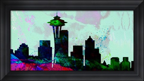 Framed Seattle City Skyline Print