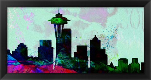 Framed Seattle City Skyline Print