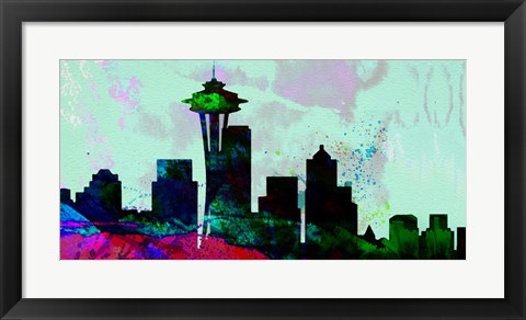 Framed Seattle City Skyline Print