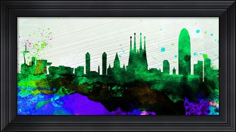Framed Barcelona City Skyline Print