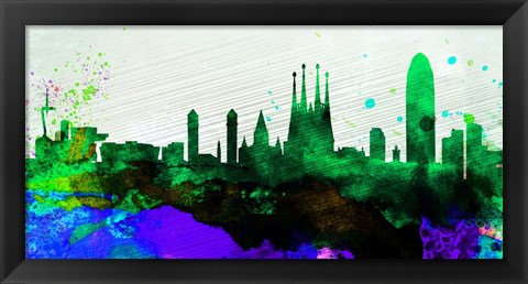 Framed Barcelona City Skyline Print