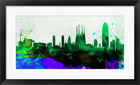 Framed Barcelona City Skyline Print