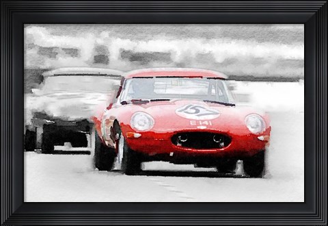 Framed Jaguar E-Type Racing Print