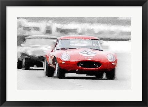 Framed Jaguar E-Type Racing Print